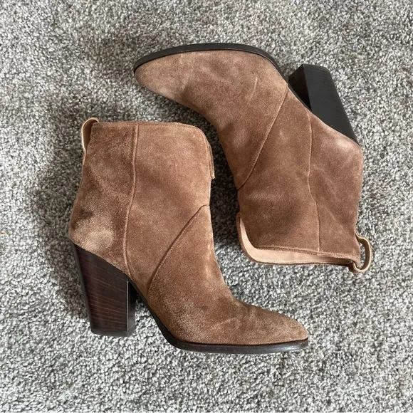 Diane Von Furstenberg Ankle Boots Womens  Size 6 M/ 36 Suede Brown Booties Heels