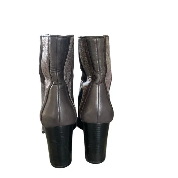 Diane Von Furstenberg Leather Booties Heels Gray Snakeskin Size 6 Womens
