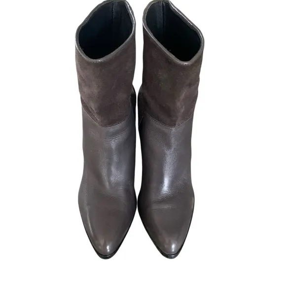 Diane Von Furstenberg Leather Booties Heels Gray Snakeskin Size 6 Womens