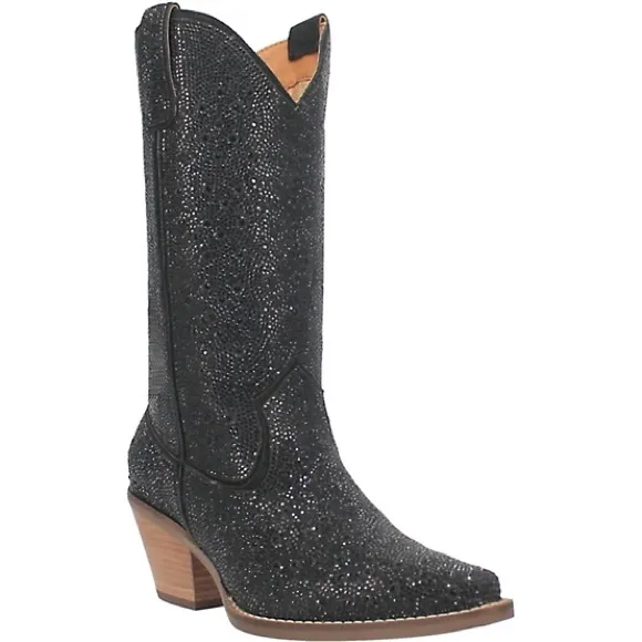 Dingo DI570 8M Black Heeled Boots with Sparkle