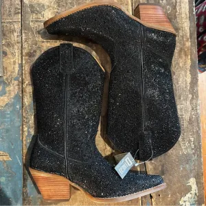 Dingo DI570 8M Black Heeled Boots with Sparkle