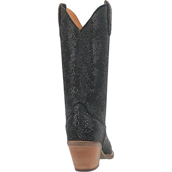 Dingo DI570 8M Black Heeled Boots with Sparkle