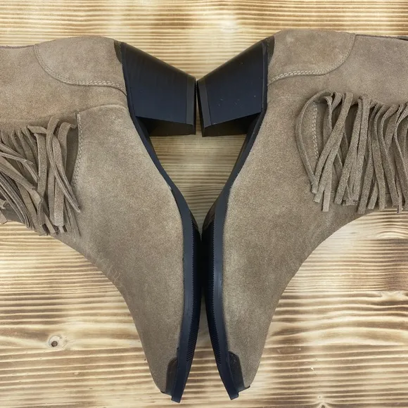 Dingo Gigi Tan Suede Fringe Toe Cap Western Boots Sz 10