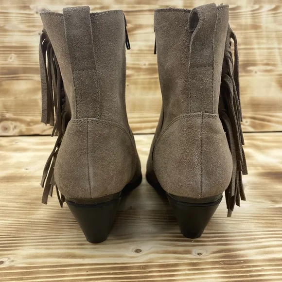 Dingo Gigi Tan Suede Fringe Toe Cap Western Boots Sz 10