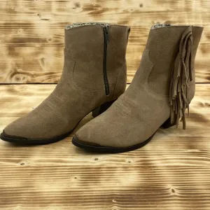Dingo Gigi Tan Suede Fringe Toe Cap Western Boots Sz 10