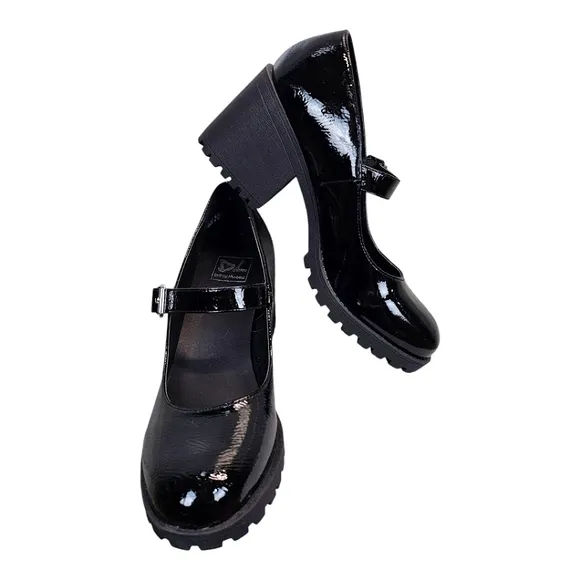 Dirty Laundry Womens Lita Lug Sole Chunky Vegan Mary Jane 9.5 Black Punk Grunge