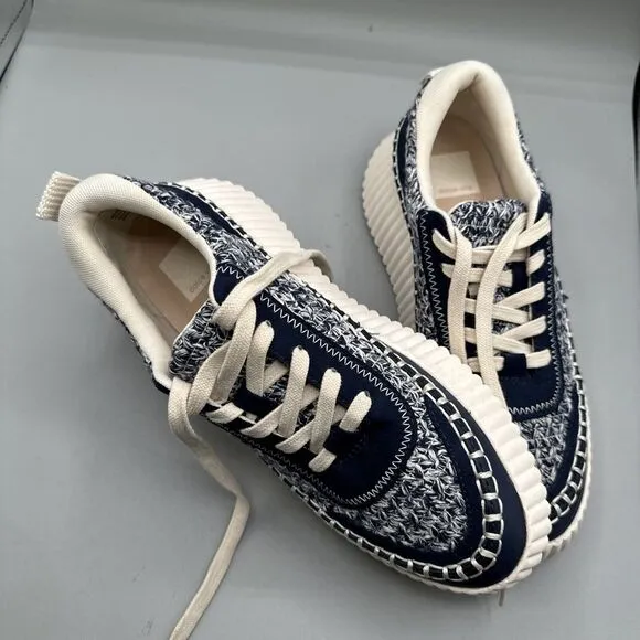 DOLCE VITA Women‎ Shoes Woven Dolen Denae Sneakers Cream/Navy Platform Size 8