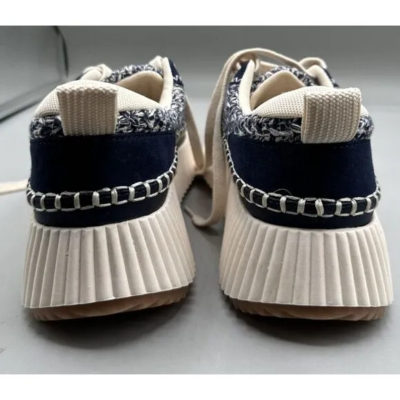 DOLCE VITA Women‎ Shoes Woven Dolen Denae Sneakers Cream/Navy Platform Size 8