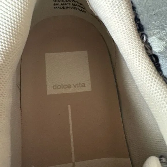DOLCE VITA Women‎ Shoes Woven Dolen Denae Sneakers Cream/Navy Platform Size 8