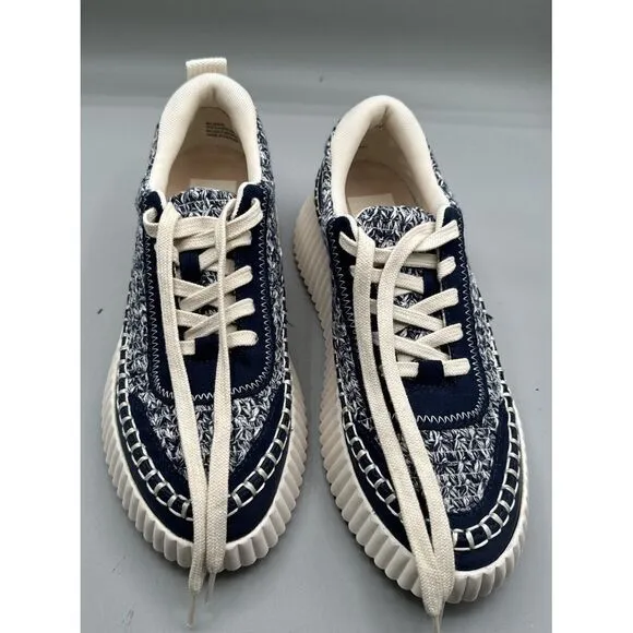 DOLCE VITA Women‎ Shoes Woven Dolen Denae Sneakers Cream/Navy Platform Size 8