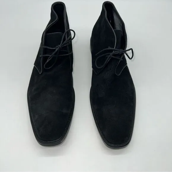 Donald J Pliner Bishop 23 Men's Chakha Black Suede Lace up Ankle Boots-Size 10.5