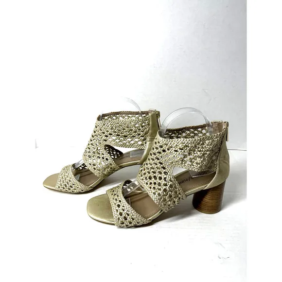 Donald J Pliner Herra Woven Vegan Metallic Open Toe Sandals‎ Size 8M