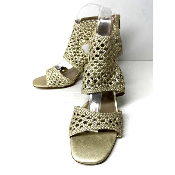 Donald J Pliner Herra Woven Vegan Metallic Open Toe Sandals‎ Size 8M
