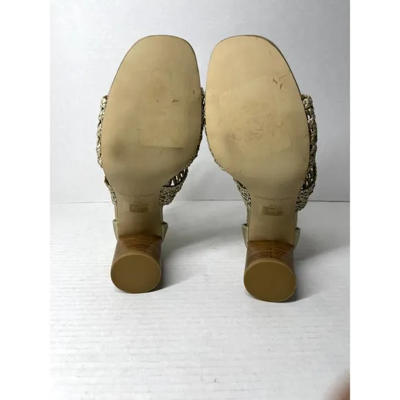 Donald J Pliner Herra Woven Vegan Metallic Open Toe Sandals‎ Size 8M