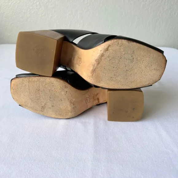 Donald J. Pliner Lilia Sz 9 woven leather mule with wooden block heel