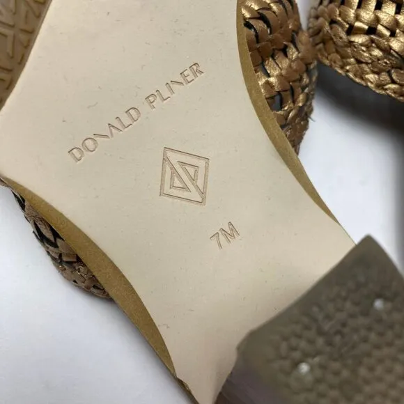 DONALD PLINER Block Bronze/Gold Heel Sandal Size 7