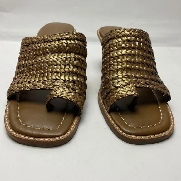 DONALD PLINER Block Bronze/Gold Heel Sandal Size 7