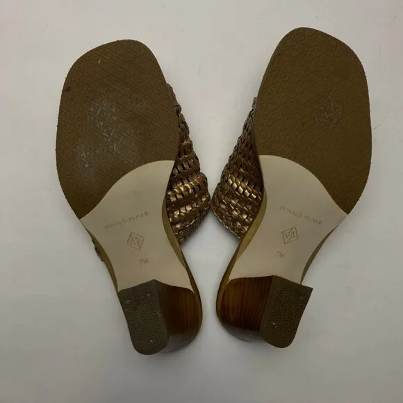 DONALD PLINER Block Bronze/Gold Heel Sandal Size 7