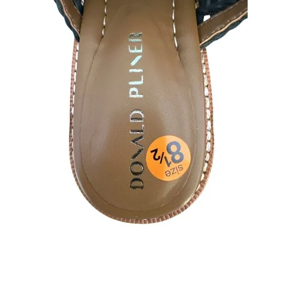 Donald Pliner Bronze Woven Leather Heeled Sandals Size 8.5