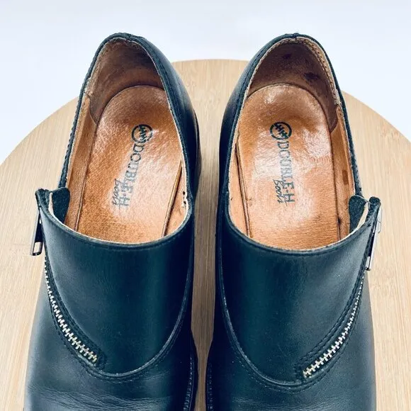 Double H Boots Womens 7 Black Leather Ankle Booties Platform