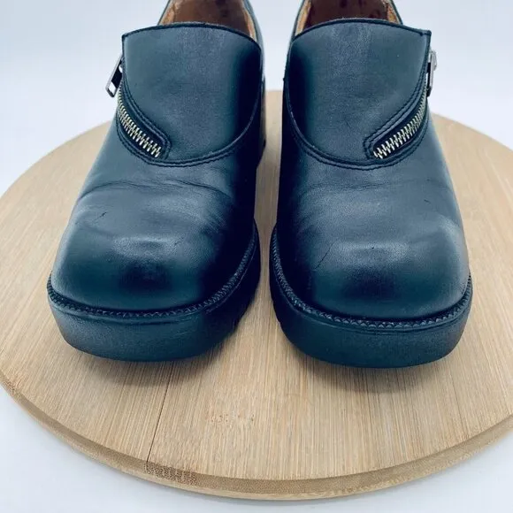 Double H Boots Womens 7 Black Leather Ankle Booties Platform