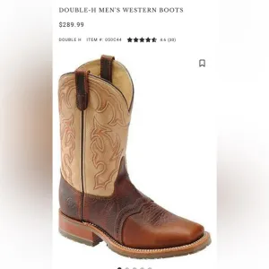 Double H Brown and Tan Cowboy Boots with Western Stitching