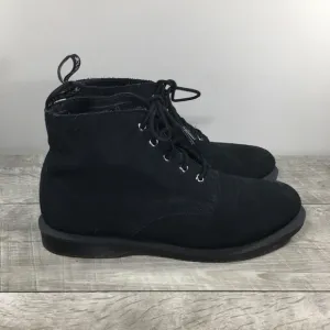 Dr Doc Martens Emmeline Black Suede Leather Combat Women’s Boots Size UK 8 US 10