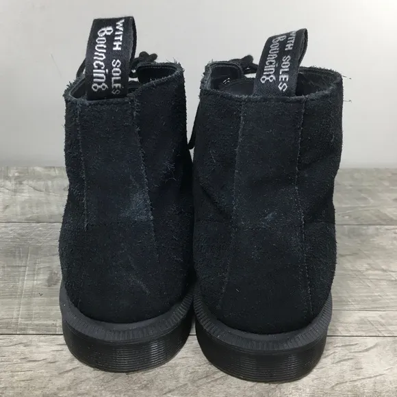 Dr Doc Martens Emmeline Black Suede Leather Combat Women’s Boots Size UK 8 US 10