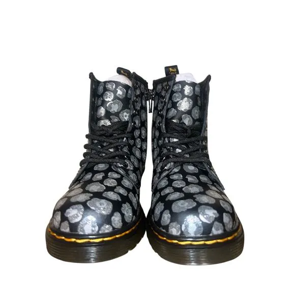 Dr. Martens 1460 Loud Leopard black Lace Up Boots Girls size 11. NEW Doc marten