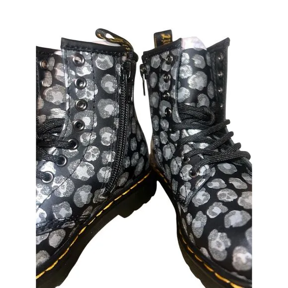 Dr. Martens 1460 Loud Leopard black Lace Up Boots Girls size 11. NEW Doc marten