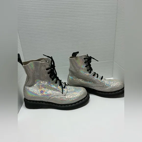 Dr. Martens 1460 Pascal Snake Metallic Suede Boots – Women’s Size 7