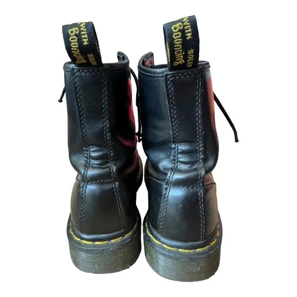 DR MARTENS 1460 Smooth Leather Lace Up Boots Black Ladies size 6