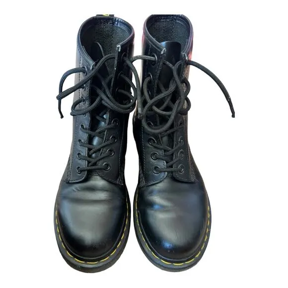 DR MARTENS 1460 Smooth Leather Lace Up Boots Black Ladies size 6