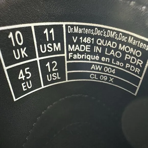 Dr. Martens 1461 Quad Mono Mens Size 11 Vegan Leather Platform Oxford Shoes NEW
