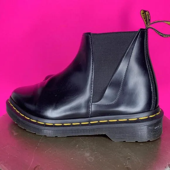 Dr. Martens Bianca Smooth Black Leather Chelsea Boot Sz 5