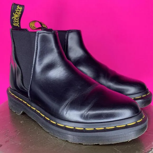 Dr. Martens Bianca Smooth Black Leather Chelsea Boot Sz 5