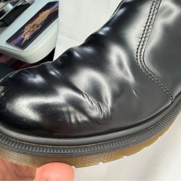 DR MARTENS Black Grunge Classic Chelsea Boots with Elastic Panels US Size 5