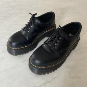 Dr. Martens Black Leather Platform Oxford Loafer Shoes