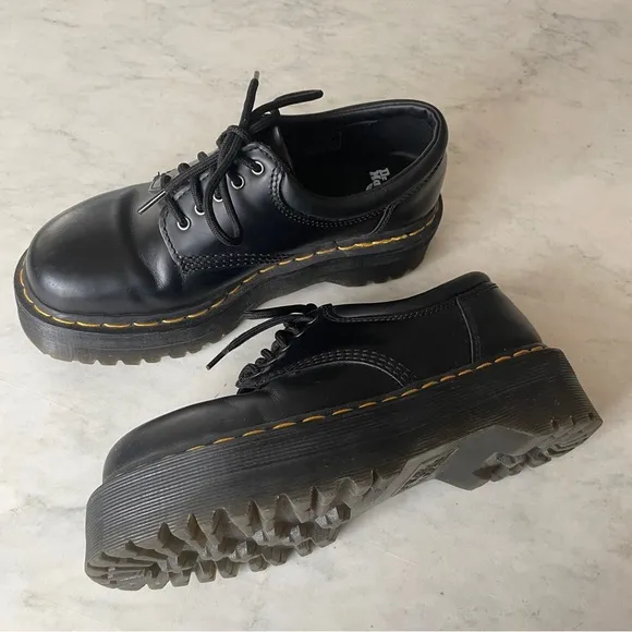 Dr. Martens Black Leather Platform Oxford Loafer Shoes