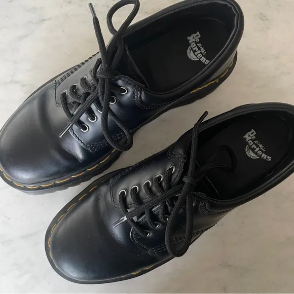 Dr. Martens Black Leather Platform Oxford Loafer Shoes
