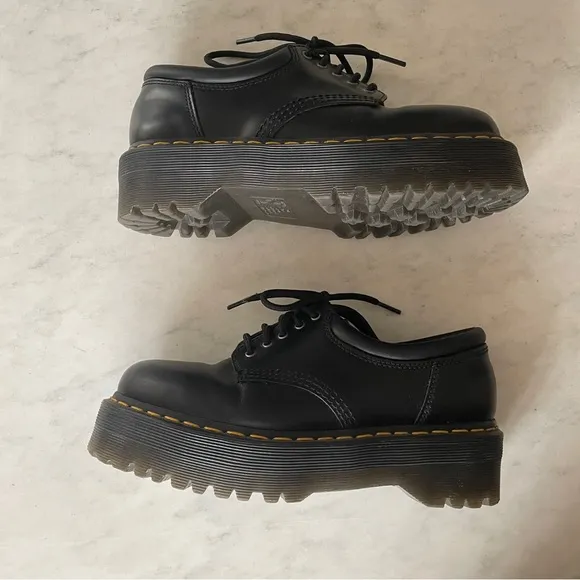 Dr. Martens Black Leather Platform Oxford Loafer Shoes