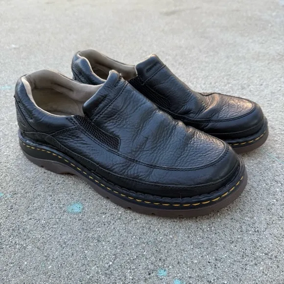 Dr. Martens Black Leather Slip On Shoes size 10 Mens size 11 women’s Preowned
