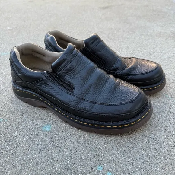 Dr. Martens Black Leather Slip On Shoes size 10 Mens size 11 women’s Preowned