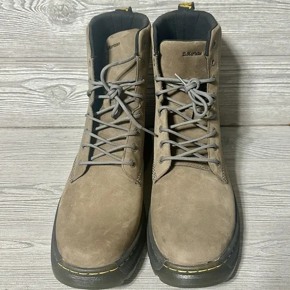 Dr. Martens Boots Crewson Nubuck Leather Suede Boots Tan Lace Up Men's SZ 14 NEW