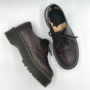 Dr Martens Burgundy Platform Oxford Smooth Leather Shoes