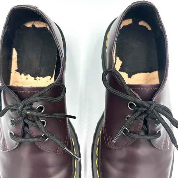 Dr Martens Burgundy Platform Oxford Smooth Leather Shoes