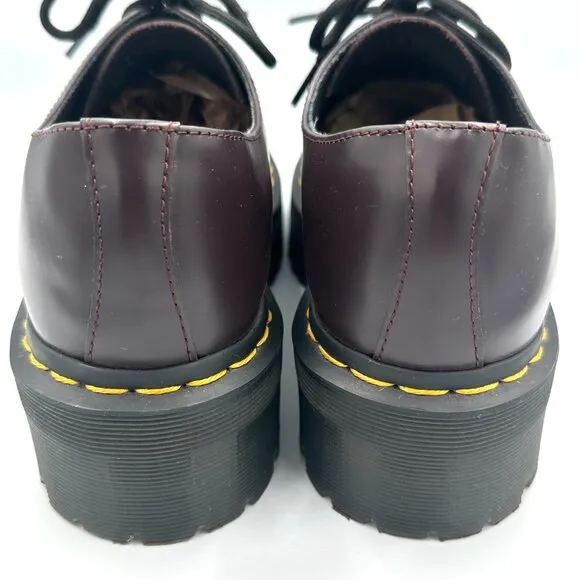 Dr Martens Burgundy Platform Oxford Smooth Leather Shoes