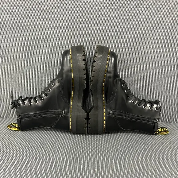 Dr Martens Jadon Platform Leather Lace Up Boots Womens Size 9 Black