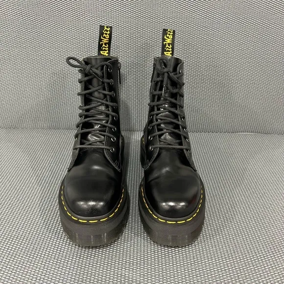 Dr Martens Jadon Platform Leather Lace Up Boots Womens Size 9 Black