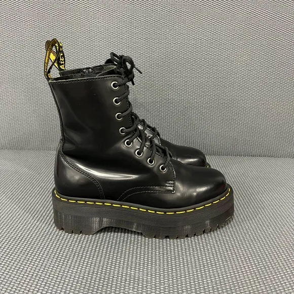 Dr Martens Jadon Platform Leather Lace Up Boots Womens Size 9 Black